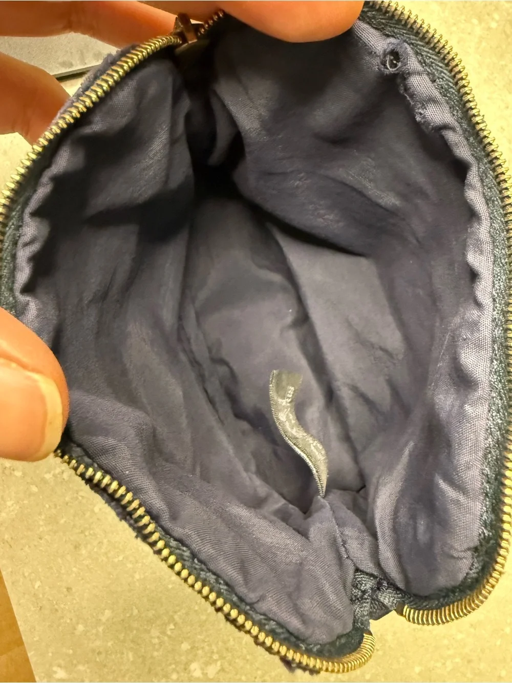 Hermes Bolide Pouch MM Navy Blue Canvas Travel Cosmetic Bag